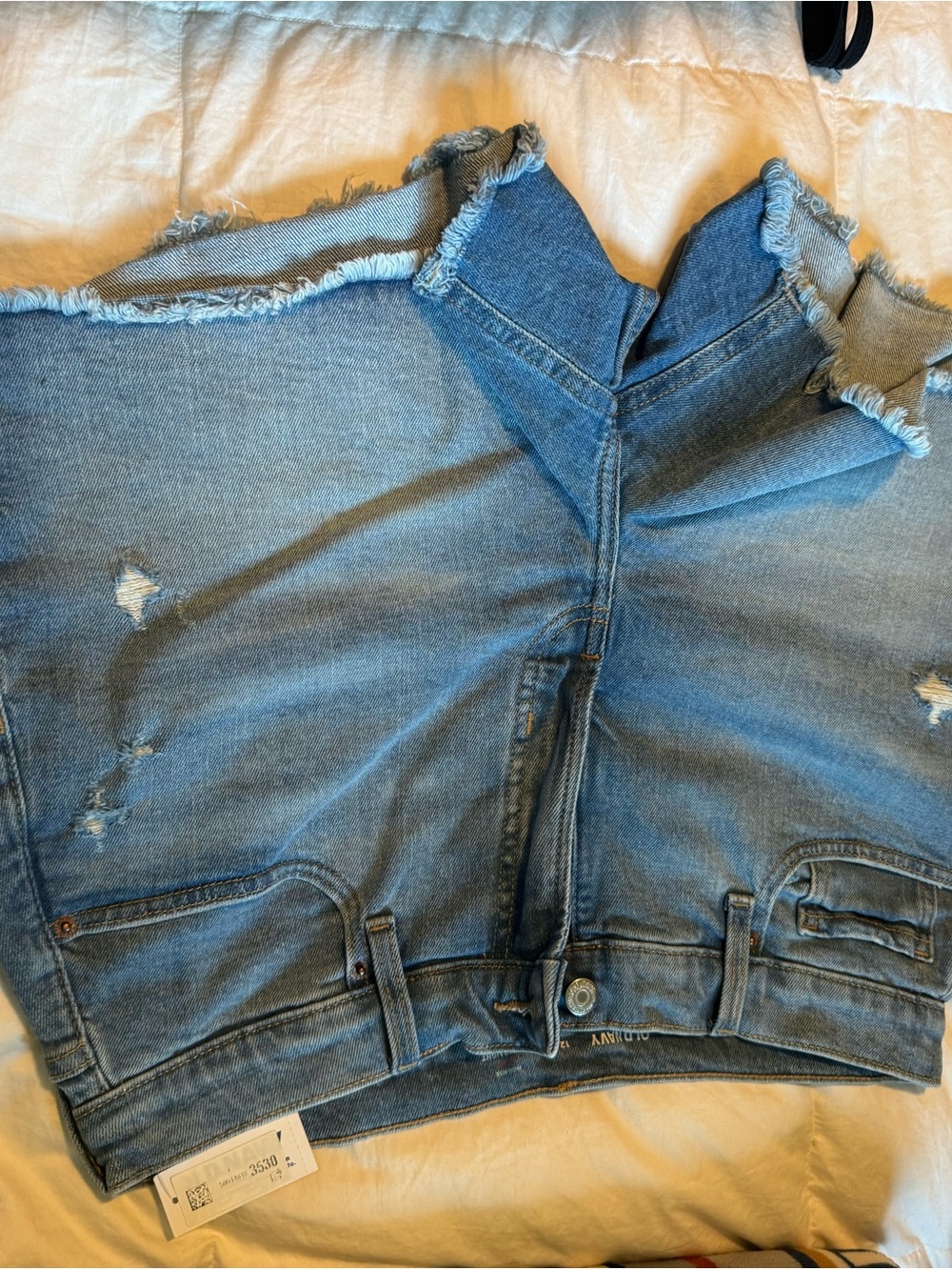 Old Navy High-Rise Light Blue Distressed Jean Shorts